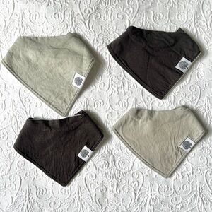 🩶🤍 4pk Parker Baby Bandana Drool Bibs 💯 Organic Cotton Gray Taupe Colors